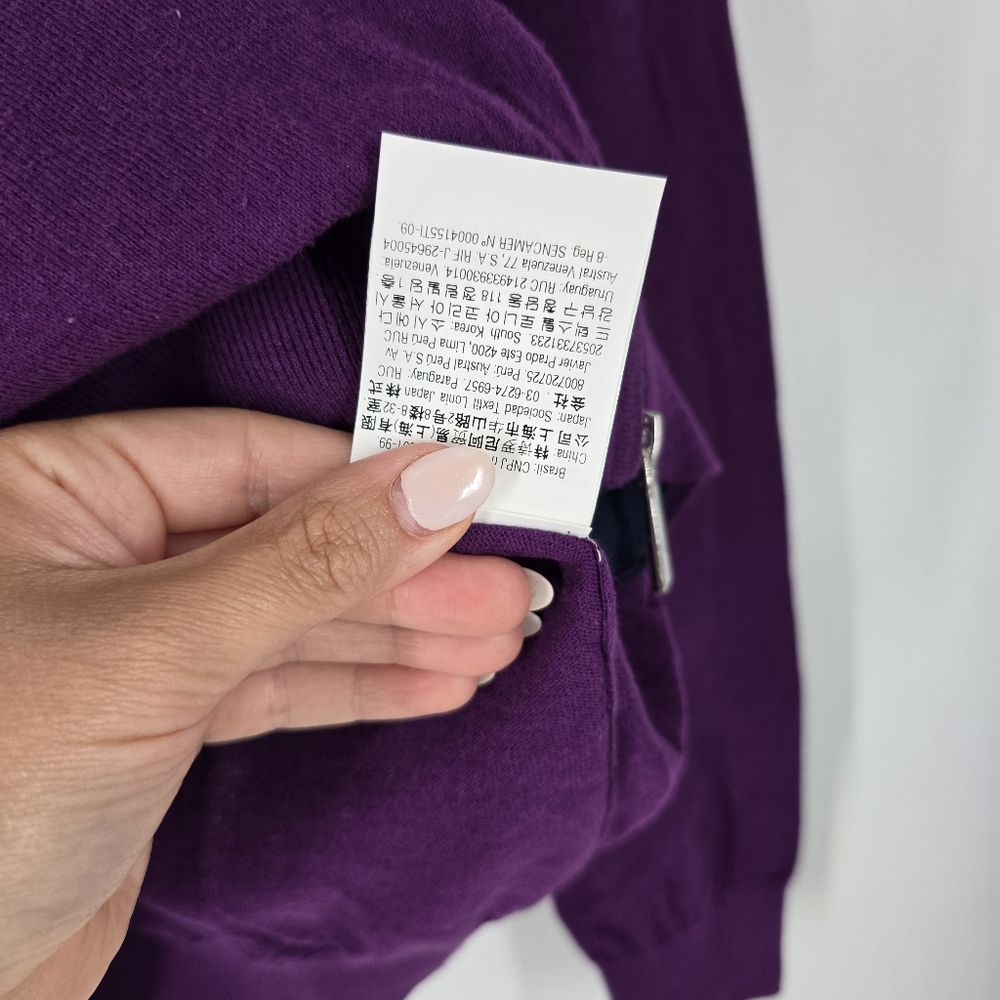 Carolina Herrera NEW Men's Purple Zip Up Sweater Elbow Patches Size S - Picture 9 of 12